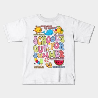 Last Day Of School Groovy School's Out For Summer Teacher Kid Kids T-Shirt